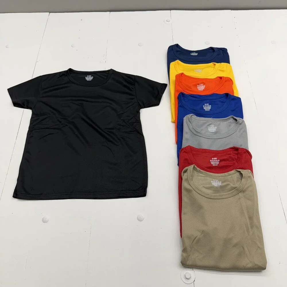 Reloust Shirt Youth 9-10Y Multicolor Short Sleeve Polyester Athletic 8 Pack